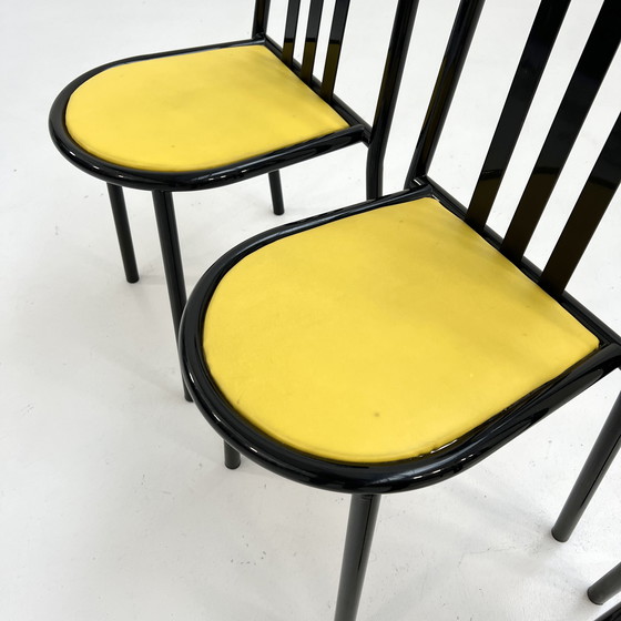 Image 1 of Set Of 4 Yellow Fabric No.222 Chairs By Robert Mallet-Stevens For Pallucco Italia, 1980