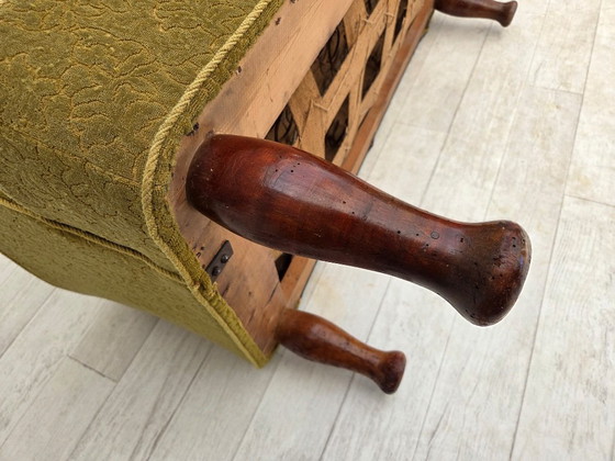 Image 1 of 1950s, Danish 2-seater sofa, green furniture wool fabric.