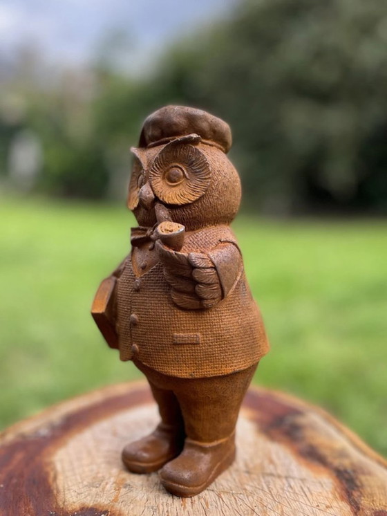 Image 1 of Gufo in ghisa con patina naturale di ruggine - Spedizione gratuita