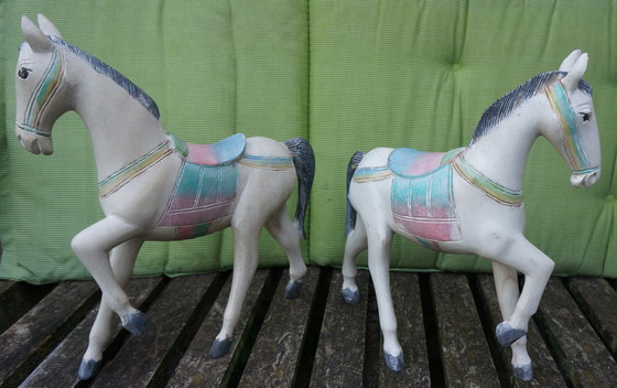 Image 1 of 2 Decoratieve Houten Paarden
