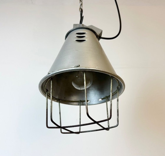 Image 1 of Grey Industrial Aluminium Cage Pendant Lamp, 1970s
