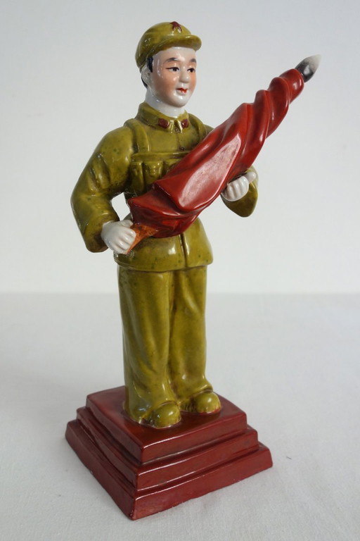 Chinese Porcelain Biscuit Soldier Figurine Statue - Cultural Revolution #3