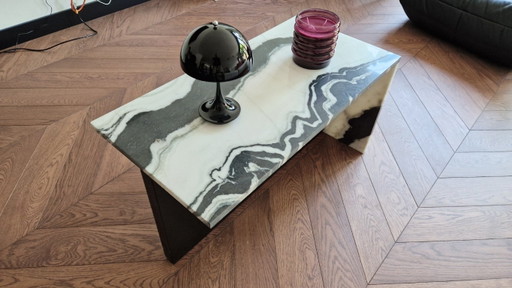 Coffee table made of real panda marble