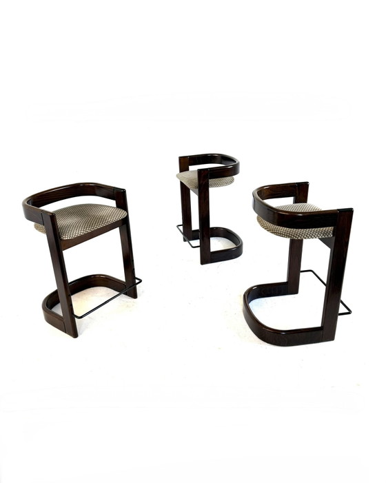 Image 1 of 3 sgabelli da bar brutalisti, stile Willy Rizzo anni '80