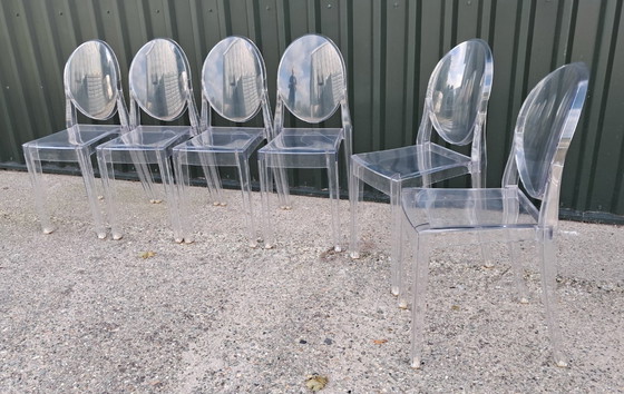 Image 1 of 6 Victoria Ghost chairs by Kartell, designed by Philippe Starck