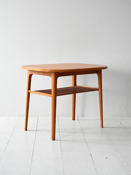Table basse en chêne scandinave des années 1960 avec plateau à lattes