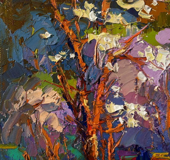 Image 1 of Original Oil Painting Summer Forest Landscape Sunny day at the apiary