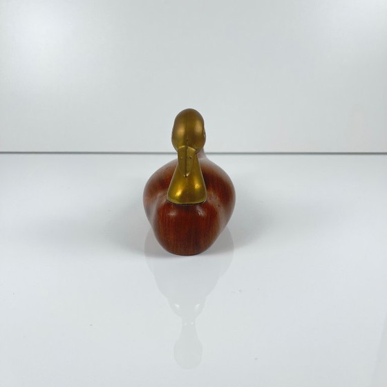 Image 1 of Scultura di anatra in teak e ottone della metà del secolo, 1960/70