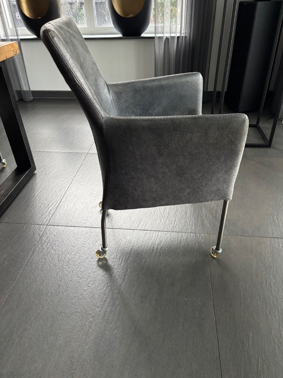6 Design Wildleder Esszimmerstühle, Grau, Rustic (Foto 10 von 10)