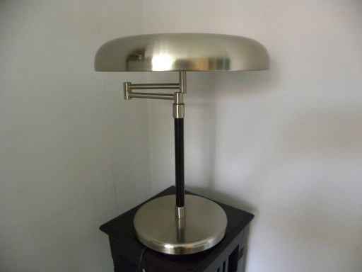 IKEA Grimso tafellamp/bureaulamp in geborsteld staal en leer