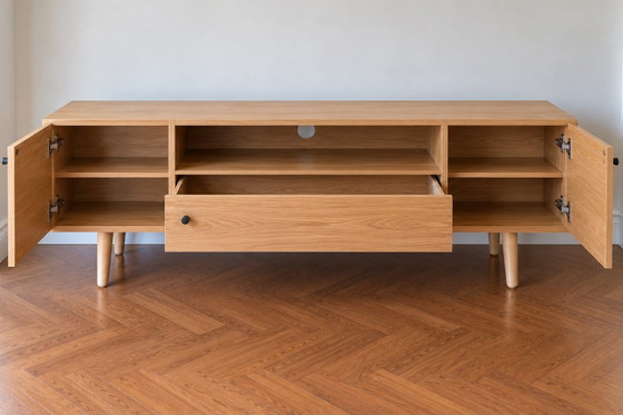 Made TV furniture 160 cm – natural oak – Scandinavian design – Wood, Mdf (photo 4 of 5)