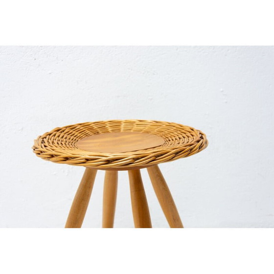 Image 1 of Vintage rattan stool by Jan Kalous for ÚLUV, Czechoslovakia 1960s