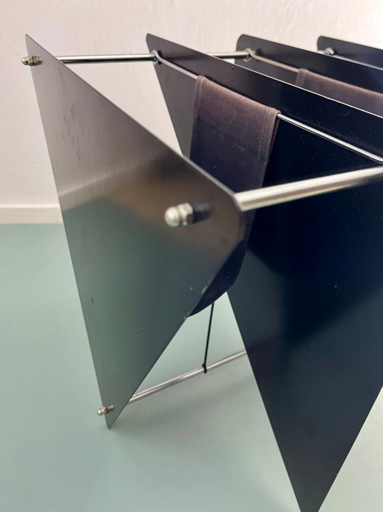 Image 1 of Magazine rack, newspaper rack, Memphis design, Italy, 80s, postmodern, vintage, metal