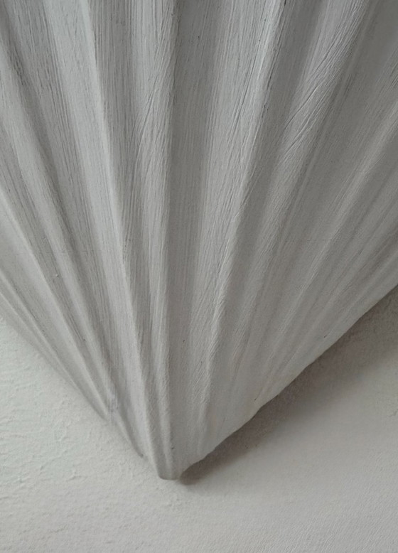 Image 1 of Paire d’applique vintage coquillage, plâtre blanc mat, France, 1970