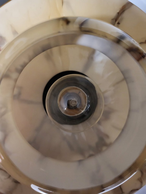 Image 1 of Uran- oder annagrüne Glaspendelleuchte, seltenes Modell, Scailmont, Art déco