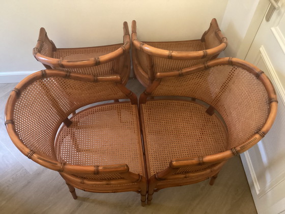 Image 1 of Giorgetti Gurtband-Schalenstuhl-Set aus Bambusimitat