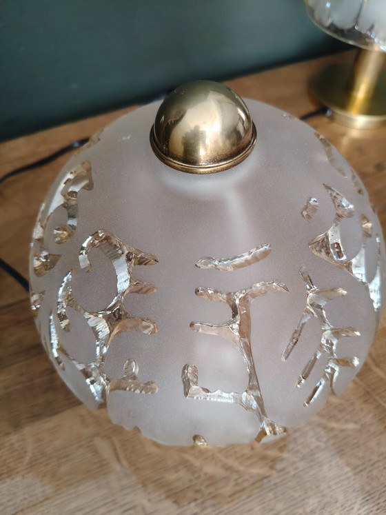 Image 1 of Vintage Pair Of PEILL & PUTZLER Table Lamps in Glass and Brass, Germany, 1970s