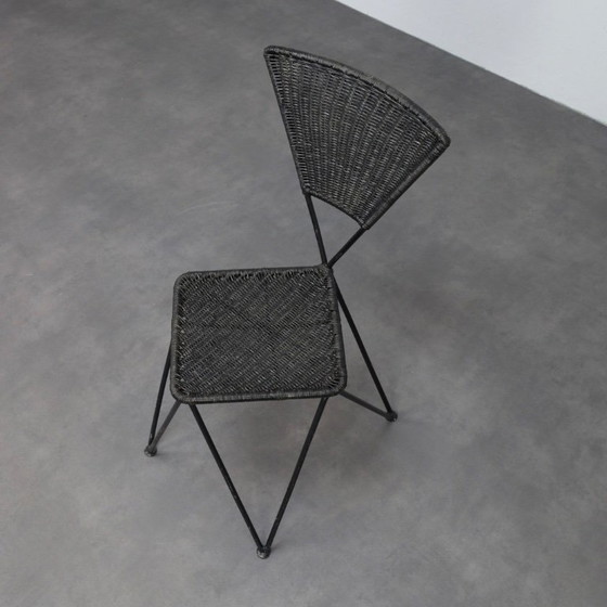 Image 1 of Seltenes Paar „Sonett“-Stühle aus Metall und Korbgeflecht von Karl Fostel Seniors, Erben, Österreich, 1950er Jahre