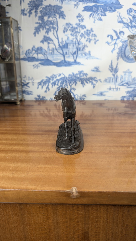 Image 1 of Jules Moigniez (1835-1894) Cheval en Bronze courant à la souche épreuve signé sur la terrasse XIXème