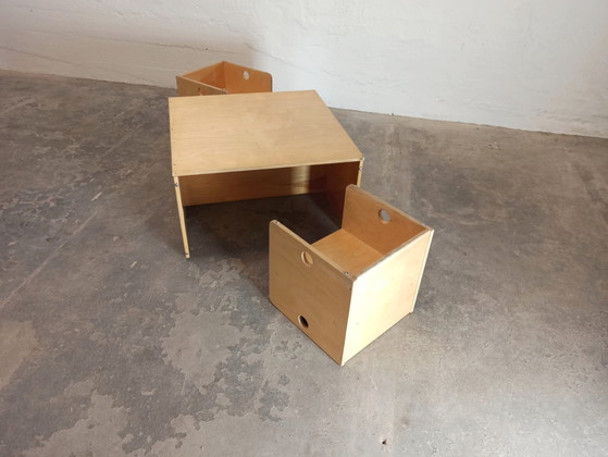 Image 1 of Conjunto Montessori de mesa y sillas de madera para niños