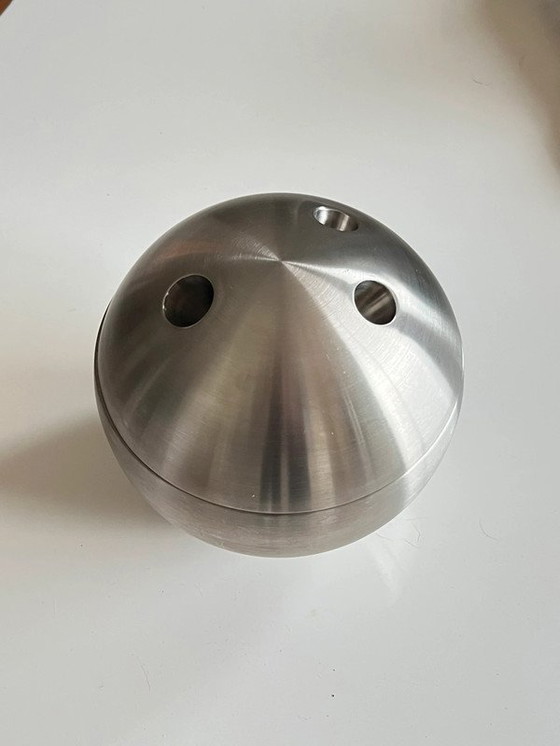 Image 1 of Vintage Ice Bucket Bowling Ball Chrome - 70's