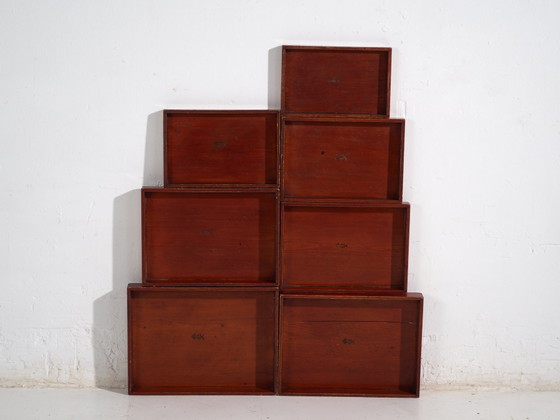 Set di 7 vassoi da portata giapponesi antichi in legno – Periodo Taishō–Showa (c.1910–1940) (photo 33 of 40)