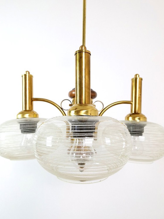 Image 1 of Mid Century Chandelier / Vintage Pendant Light / Rustic Elegant Light Fixture / Yugoslavia 1970's / Hanging Lamp