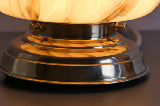 Image 1 of Twee art deco plafondlampen, gemarmerd, druppelvorm