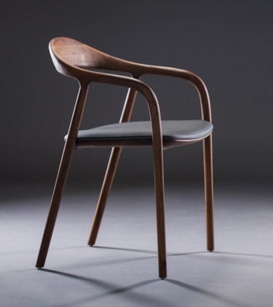 Image 1 of Artisan Neva Chairs Walnut Matte Lacquer ICM Zenith Leather