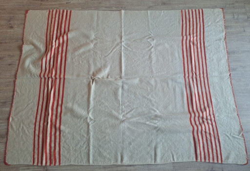 Vintage Wollen Deken Met Rode Strepen – 155 x 209 cm