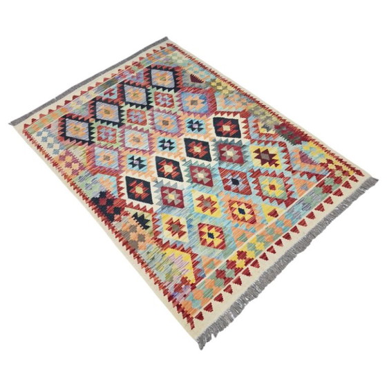 Alfombra Kilim afgana tejida a mano – Lana Maimana, decoración étnica (206 x 152 cm) – Wool (photo 4 of 5)