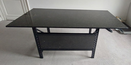 Bureau Marbre Noir Pieds Acier Noir