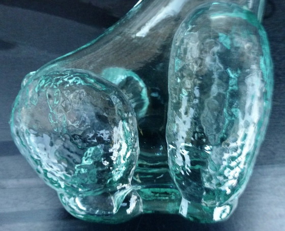 Image 1 of 2x Vintage Glazen karaffen in de vorm van Hond en Haan.