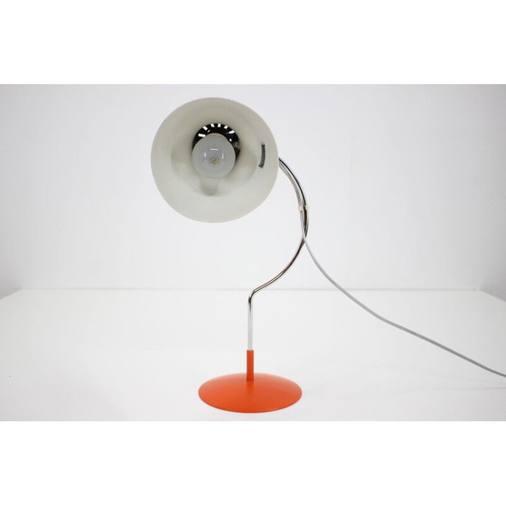 Image 1 of Pair of vintage desk lamps, orange-red, Czechoslovakia 1960