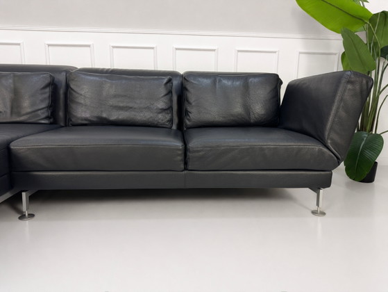 Image 1 of Brühl Moule Ecksofa Canapé En Cuir Noir