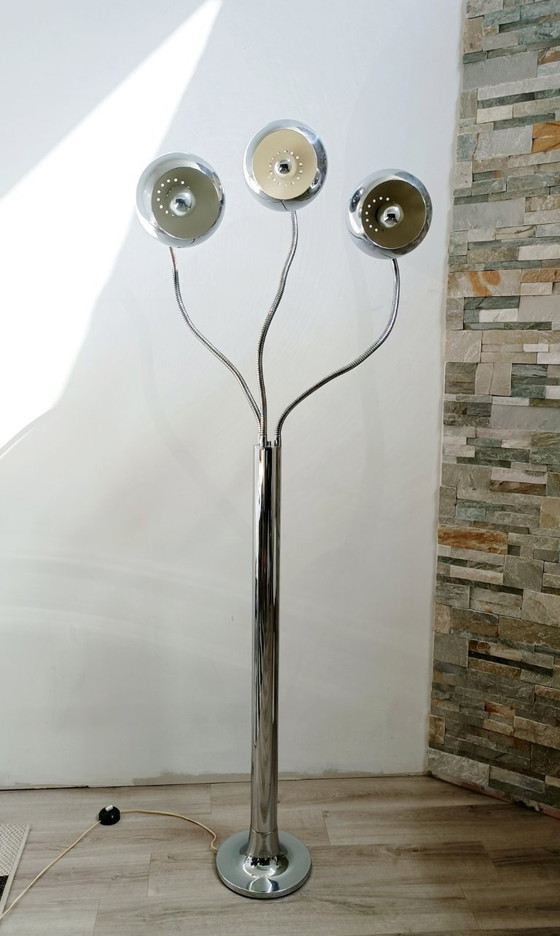 Lampada da terra Eyeballs di Goffredo Reggiani anni '70 – Lampade da terra, Metal, Chrome, Space Age (photo 2 of 17)