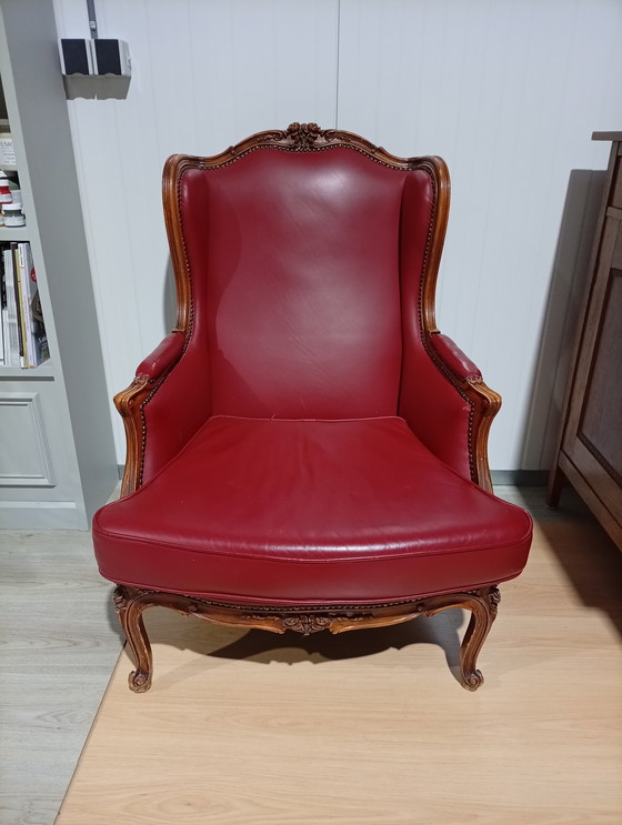Image 1 of Vintage Fauteuil, Rood Leer