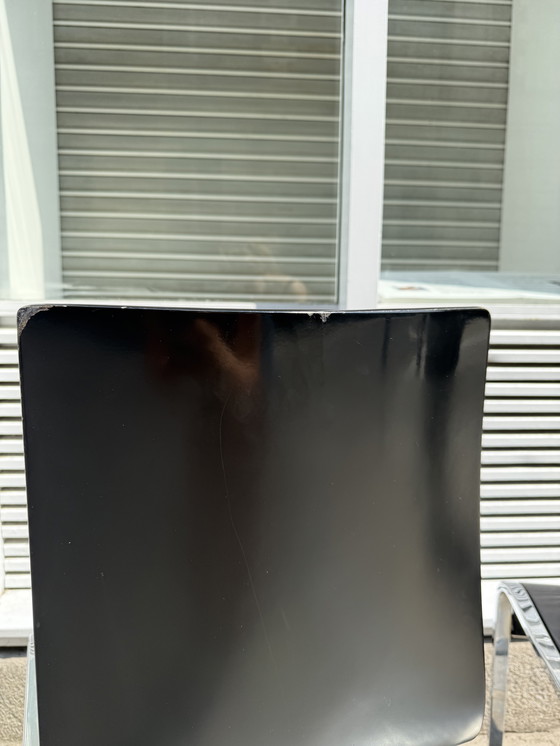 Image 1 of Klass" designstoelen - wengéhout en chromen poten