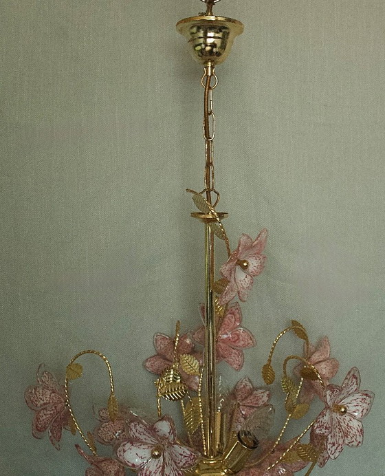 Italiaanse Murano bloemenkroonluchter – Metal, Murano Glass (photo 5 of 12)