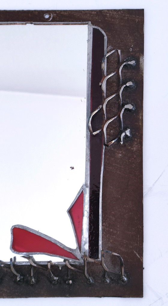 Image 1 of Brutalistische spiegelset glas en metaal