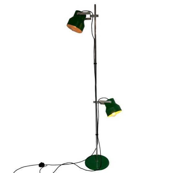 Image 1 of Space Age Design / 1960’s - Floor lamp - fully restored (repainted and rewired) - Double, adjustable shade - Green