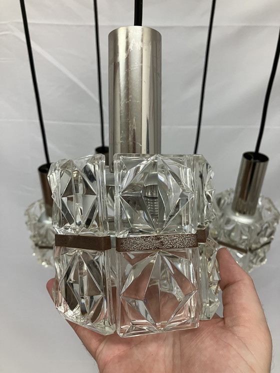 Image 1 of Lampadario Kinkeldey o lampada a sospensione a cascata con vetro di cristallo