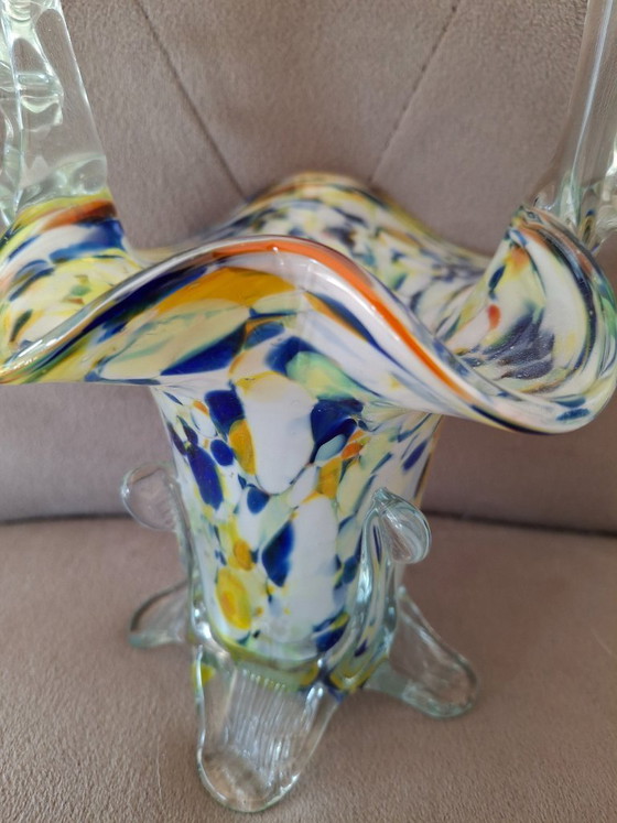 Image 1 of Glazen mand in Murano-stijl – vintage kunstglas, mondgeblazen, kleurrijk