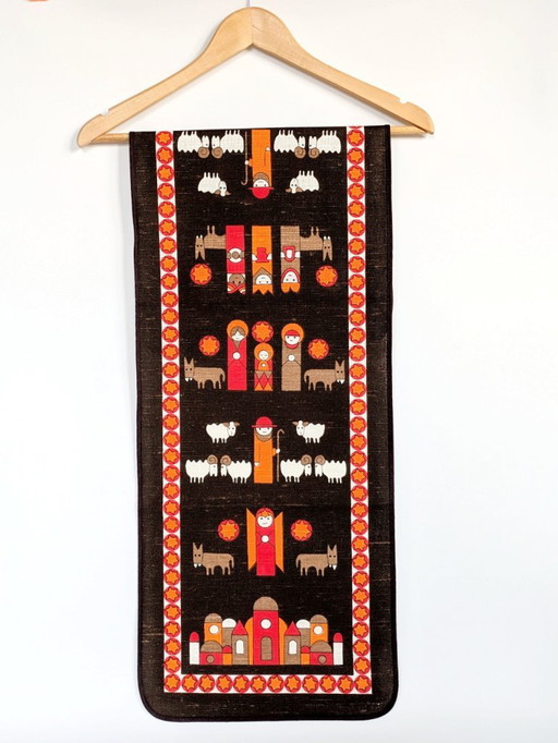 1970s Södahl Christmas Table Runner | Star of Bethlehem Nativity Scene | Denmark