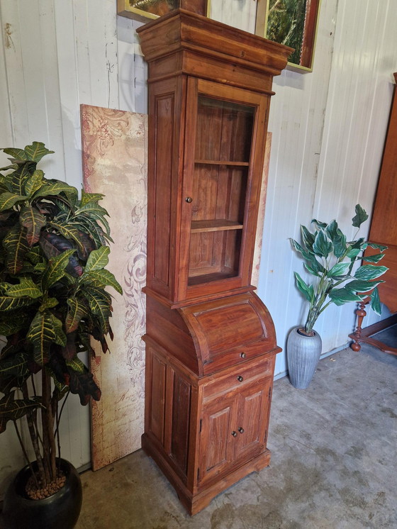 Image 1 of Teak display cabinet or sideboard. Whiskey bar. Dimensions: 54x50cm and 210cm high.