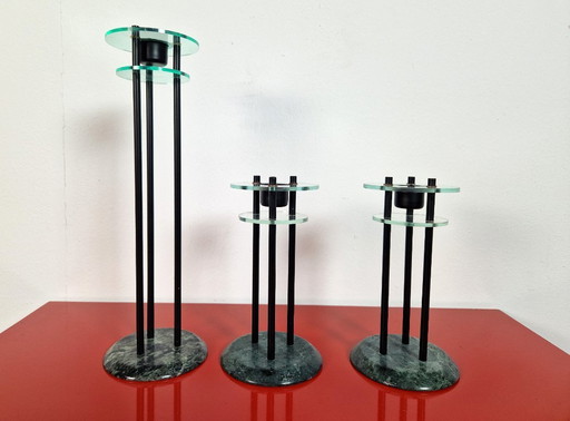 Juego de 3 candelabros vintage posmodernos de Milán