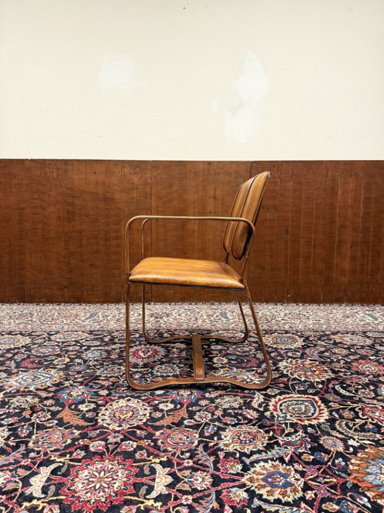 Sedia in Pelle Stile Ralph Lauren con Fibbia - Jacques Adnet – Poltrone, Legno (photo 8 of 13)