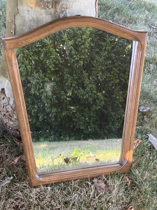 Miroir vintage de style danois du milieu du siècle – bois organique (environ 60x50cm)