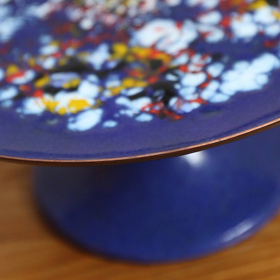 Image 1 of ❤️Cultural furniture enamel platform plate on tulip base GDR Midcentury