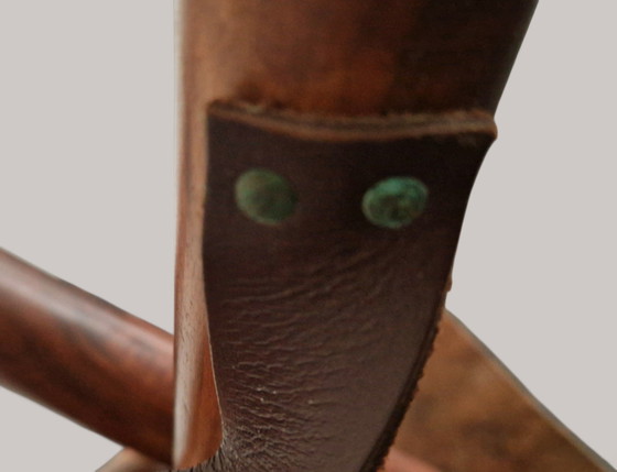 Coppia di sgabelli pieghevoli in teak massello e pelle marrone - stile safari chic – Leather, Wood (photo 15 of 15)